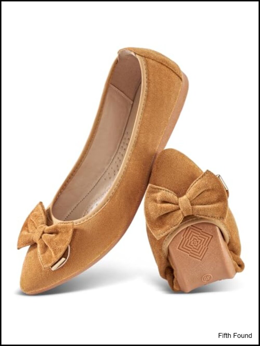 Women's Foldable Pointed Toe Ballet Flats with Bow Slip On Dress Shoes